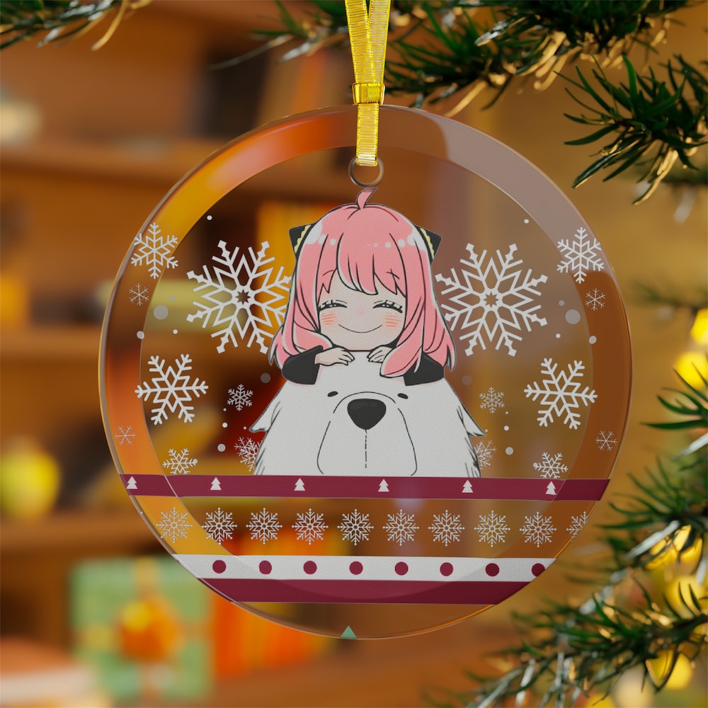 Anime Ornament Anya Festive Glass Decoration Ornament | Anime Ornaments