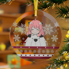 Anime Ornament Anya Festive Glass Decoration Ornament | Anime Ornaments