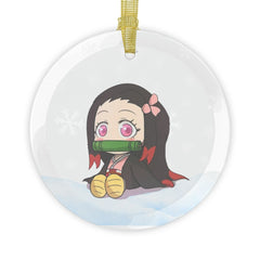 Kawaii Anime Glass Ornament Charming Nezuko Ornament | Anime Ornaments