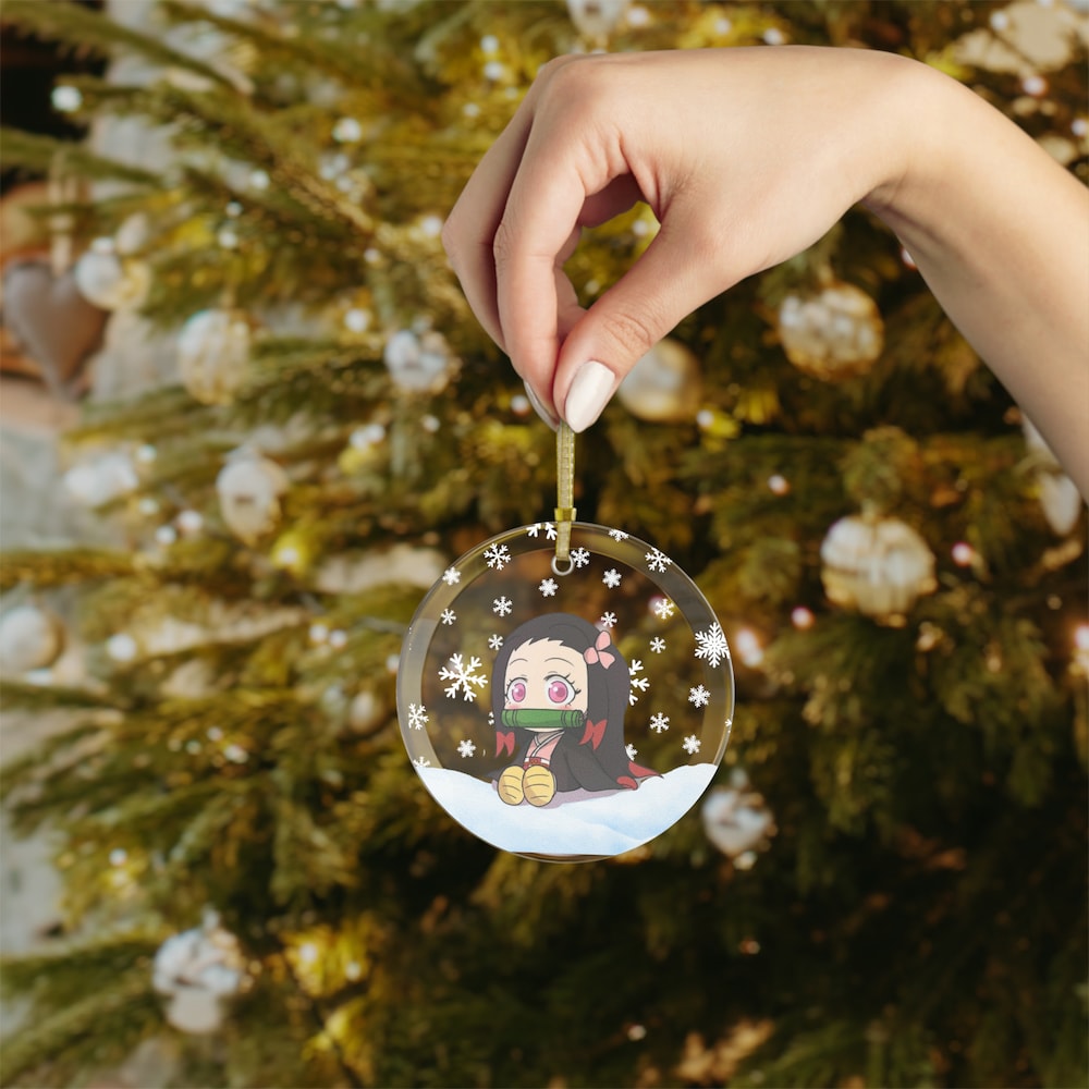 Kawaii Anime Glass Ornament Charming Nezuko Ornament | Anime Ornaments