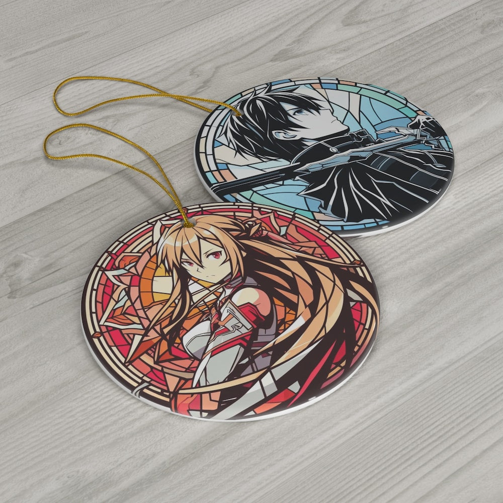 Anime-Inspired Dual Ornaments Warrior Stained Suncatcher Ornament | Anime Ornaments