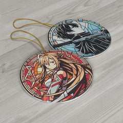 Anime-Inspired Dual Ornaments Warrior Stained Suncatcher Ornament | Anime Ornaments