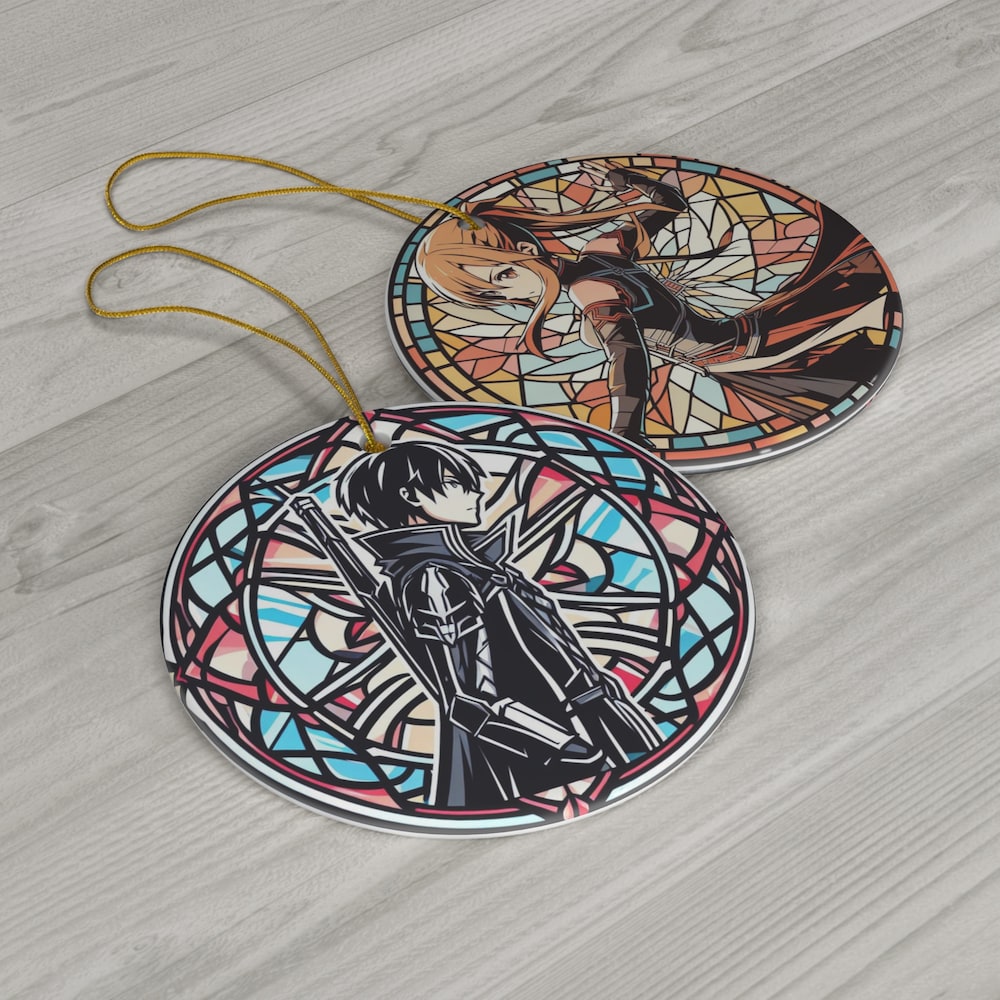 Dynamic Duo Ornaments: Anime-Inspired Stained Suncatcher Ornament | Anime Ornaments