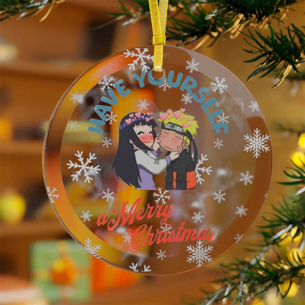 Romantic Anime Couple Glass Naruto Ornament | Anime Ornaments