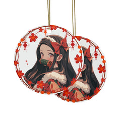 Christmas Kids Nezuko Demon Slayer Ceramic Ornament | Anime Ornaments