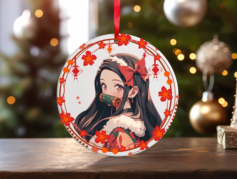 Christmas Kids Nezuko Demon Slayer Ceramic Ornament | Anime Ornaments