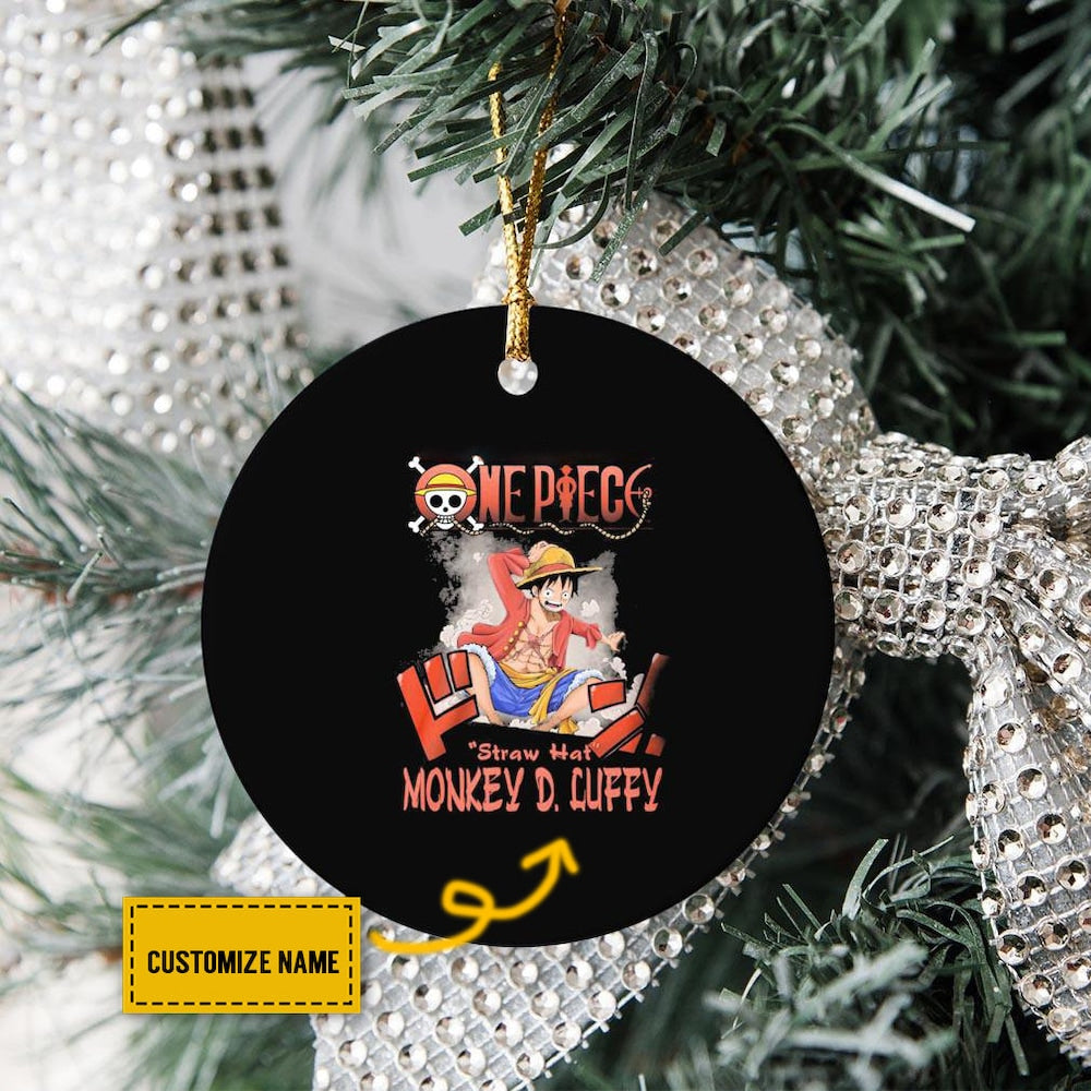 Custom Name One Piece Straw Hat Ornament | Anime Ornaments