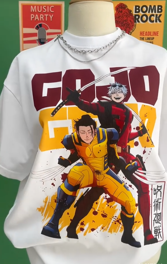 Gojo Geto Deadpool Wolverine Oversize T Shirt