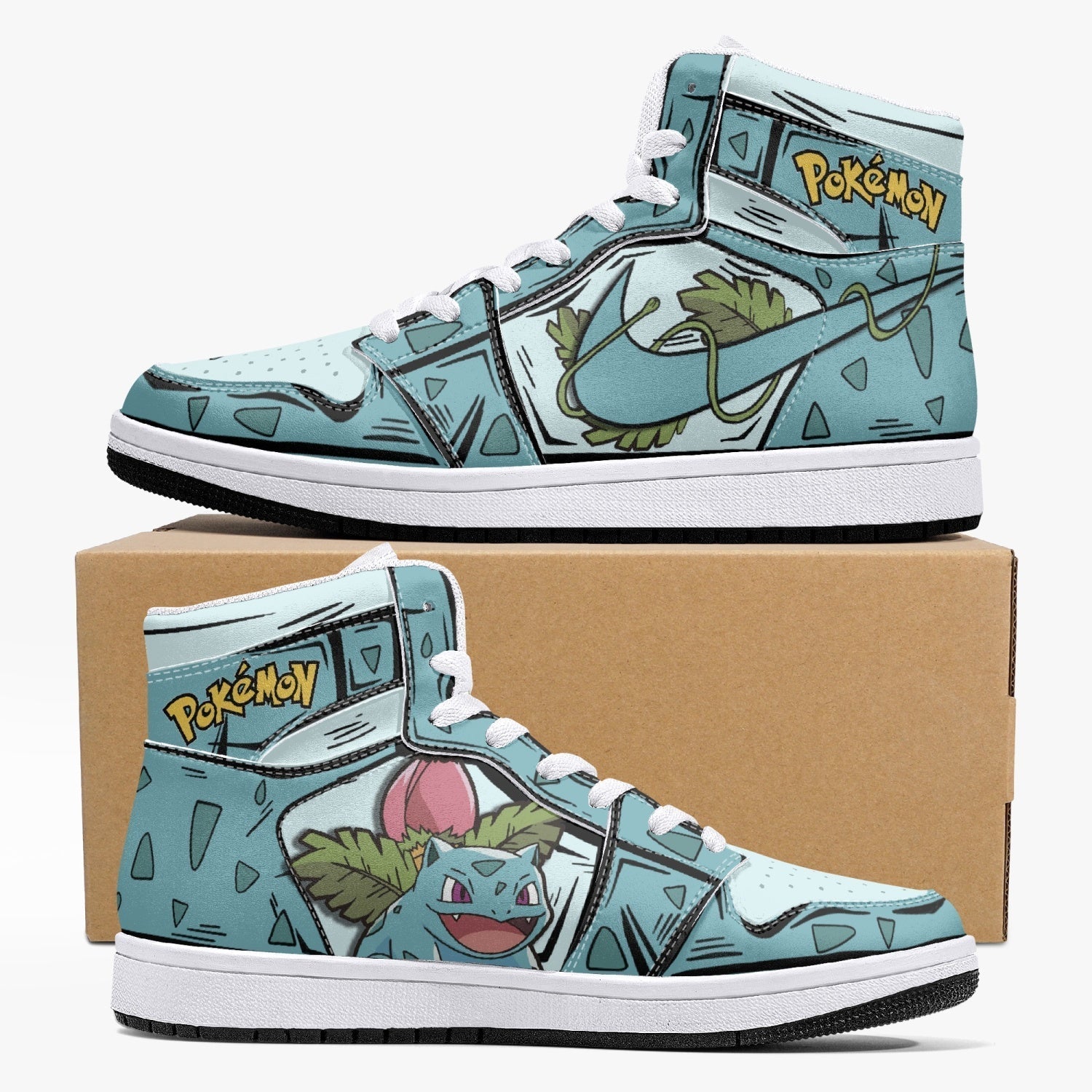 Ivysaur Pokemon Mid 1 Basketball Shoes