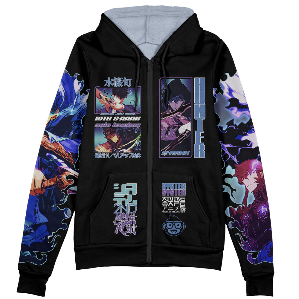Sung Jin Woo V2 Solo Leveling Streetwear Zip Hoodie Jacket