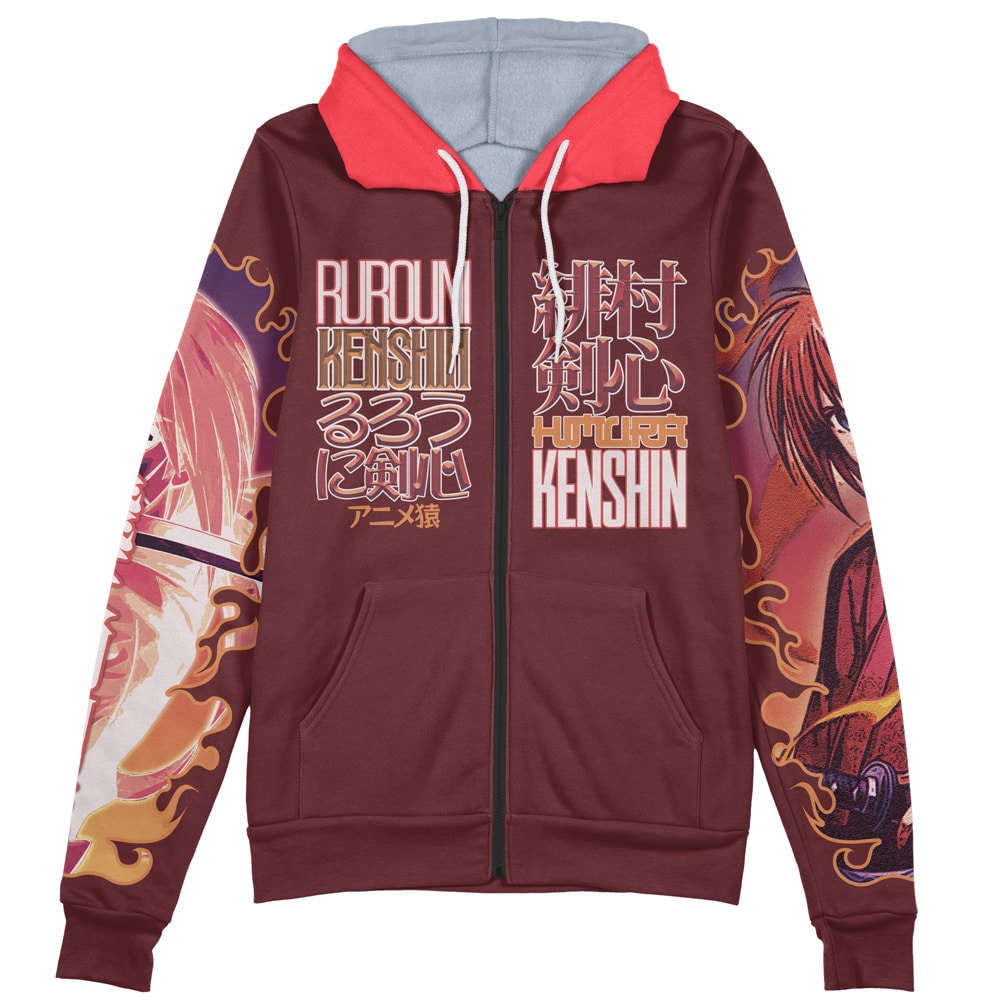 Himura Kenshin V2 Rurouni Kenshin Streetwear Zip Hoodie Jacket