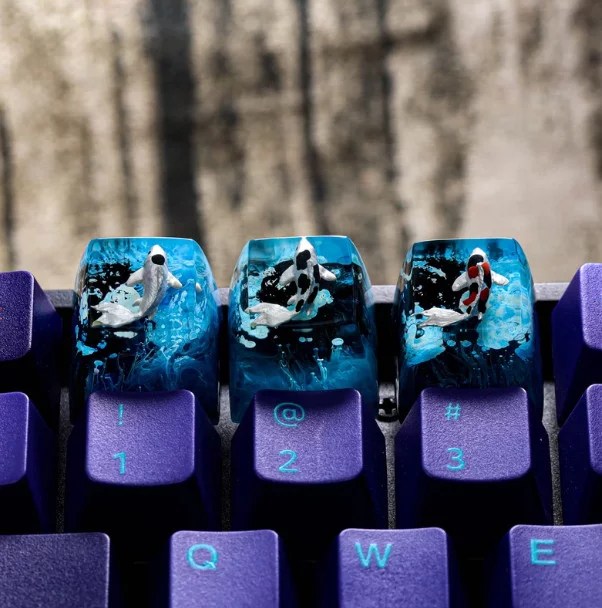 Blue and Black Koi keycap - Hirosart