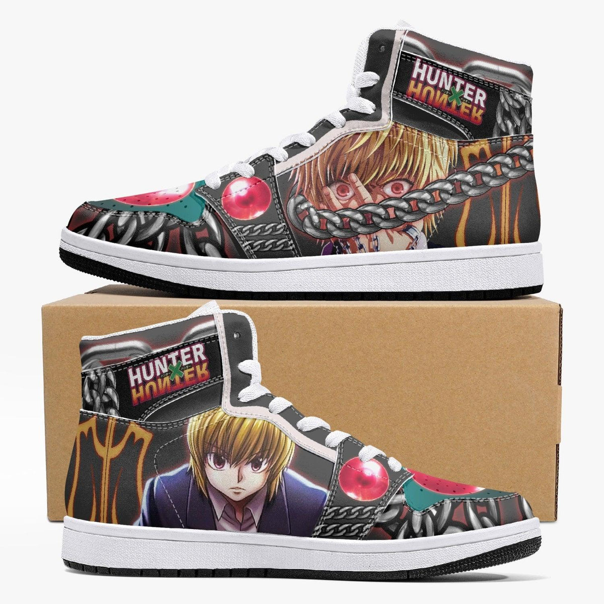 Kurapika Black Suit Hunter X Hunter Mid 1 Basketball Shoes for Kids