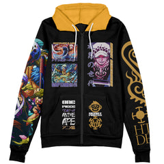 Trafalgar D. Law V4 One Piece Streetwear Zip Hoodie Jacket