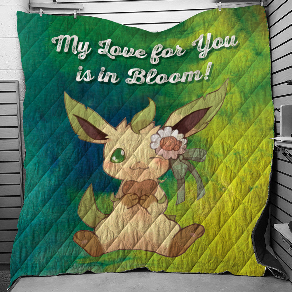 Leafeon Bloom Pokemon Quilt Blanket