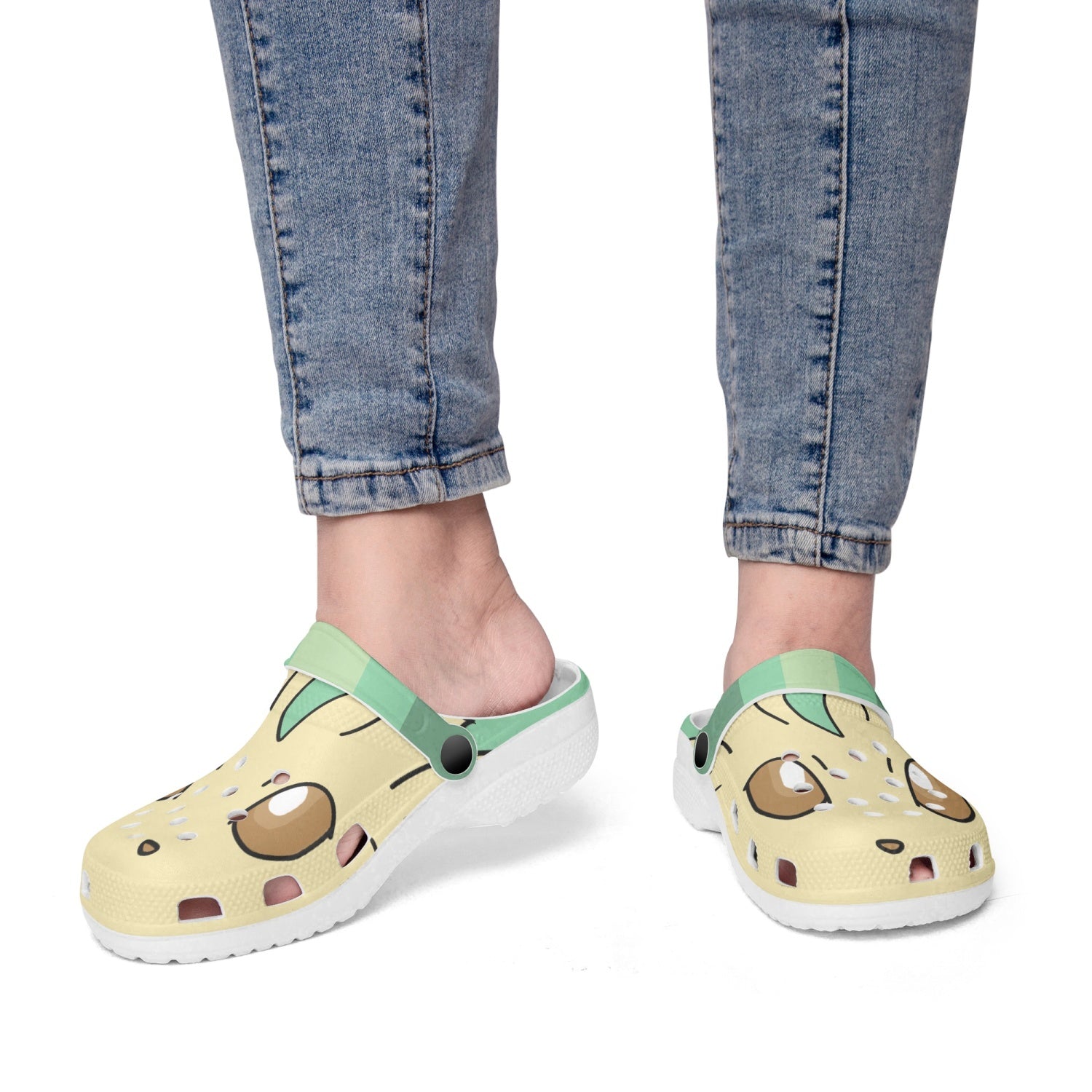 Leafeon Pokemon Custom Clogs for Kids