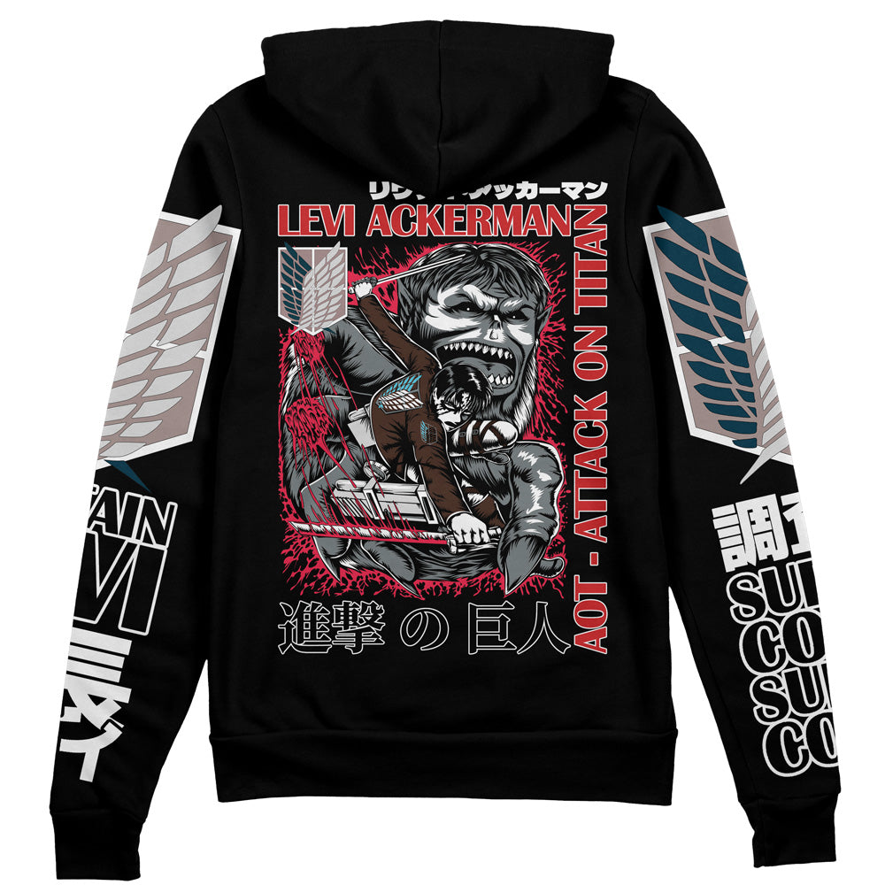 Levi Ackerman x Beast Titan Attack on Titan Streetwear Zip Hoodie Jacket