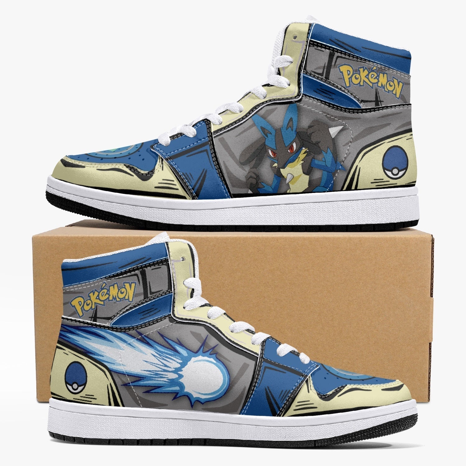 Lucario Pokemon Mid 1 Basketball Shoes