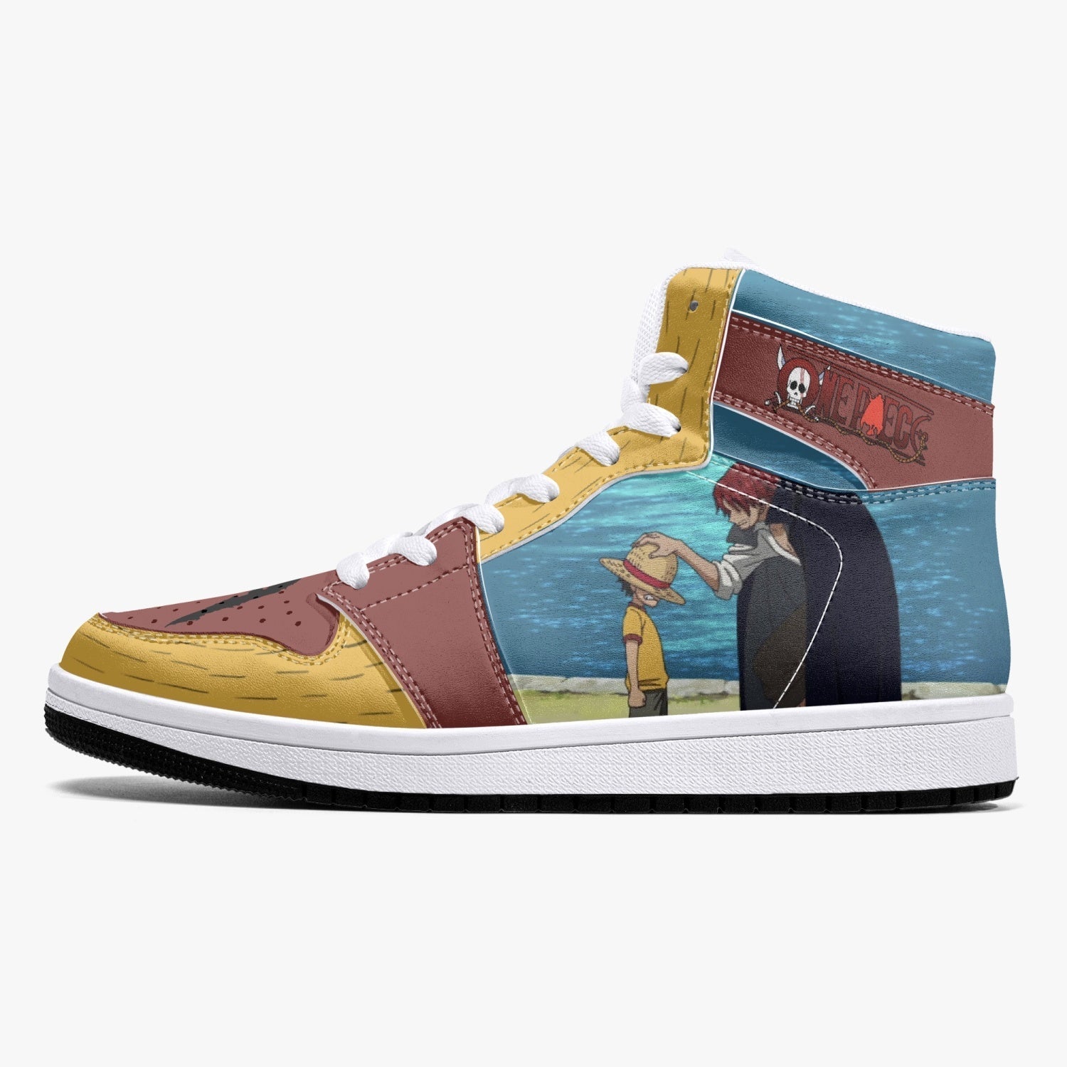 Luffy and Shanks One Piece Mid 1 Basketball Shoes for Kids