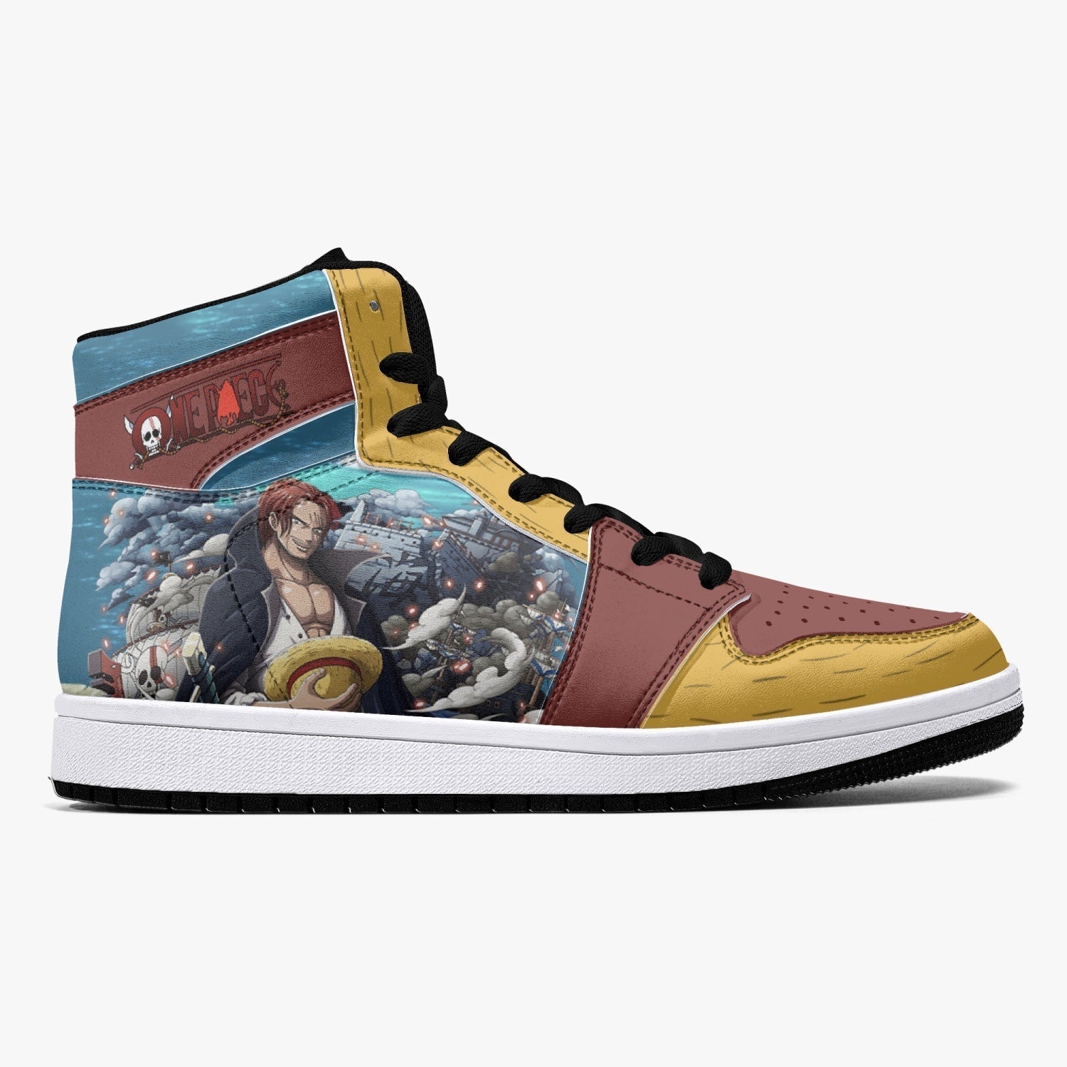 Luffy and Shanks One Piece Mid 1 Basketball Shoes for Kids