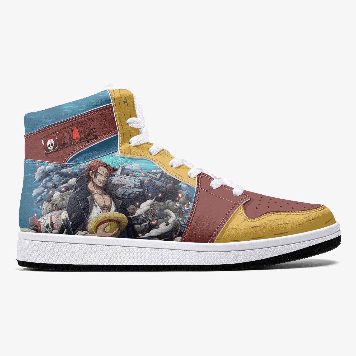 Luffy and Shanks One Piece Mid 1 Basketball Shoes for Kids