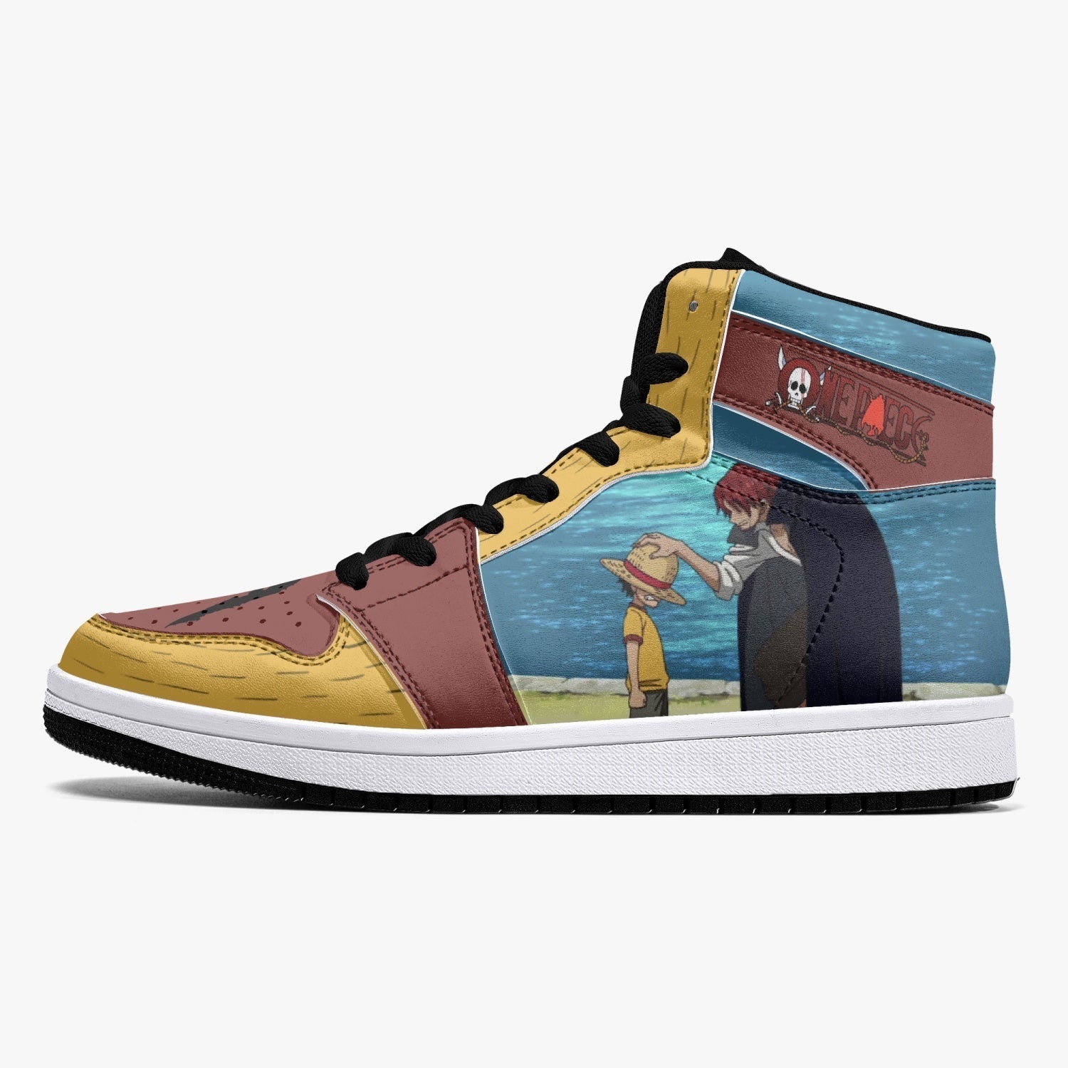 Luffy and Shanks One Piece Mid 1 Basketball Shoes for Kids