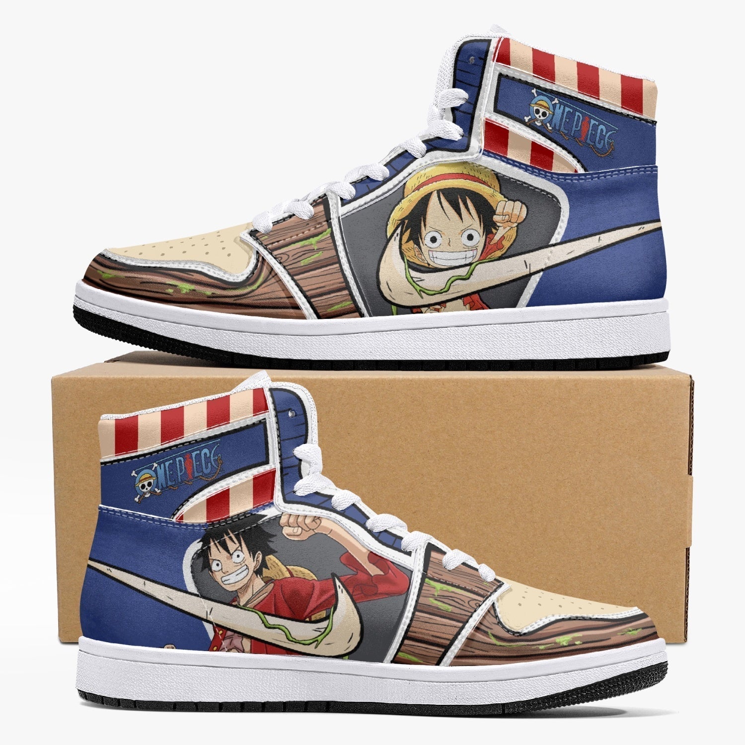 Luffy One Piece Mid 1 Basketball Shoes