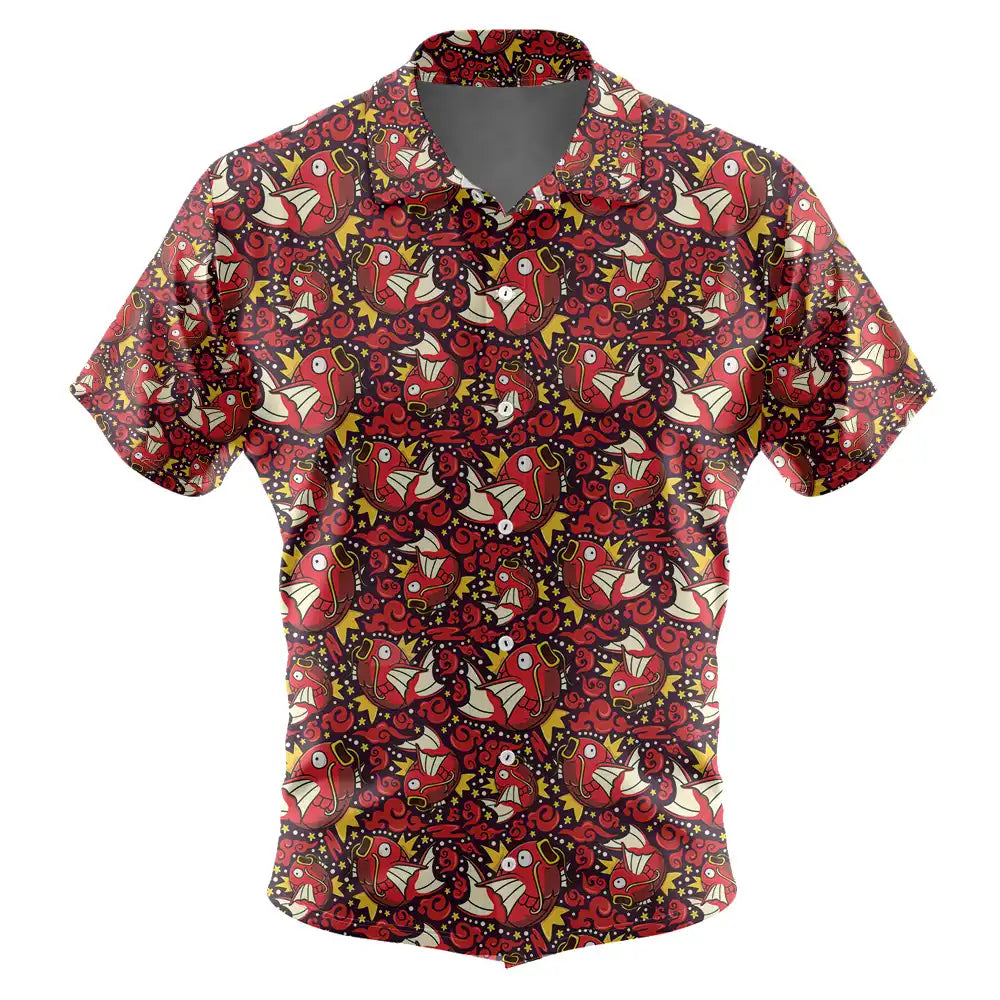 Nysekai "Pokemon Magikarp With Red Waves" Button Up Hawaiian Shirt