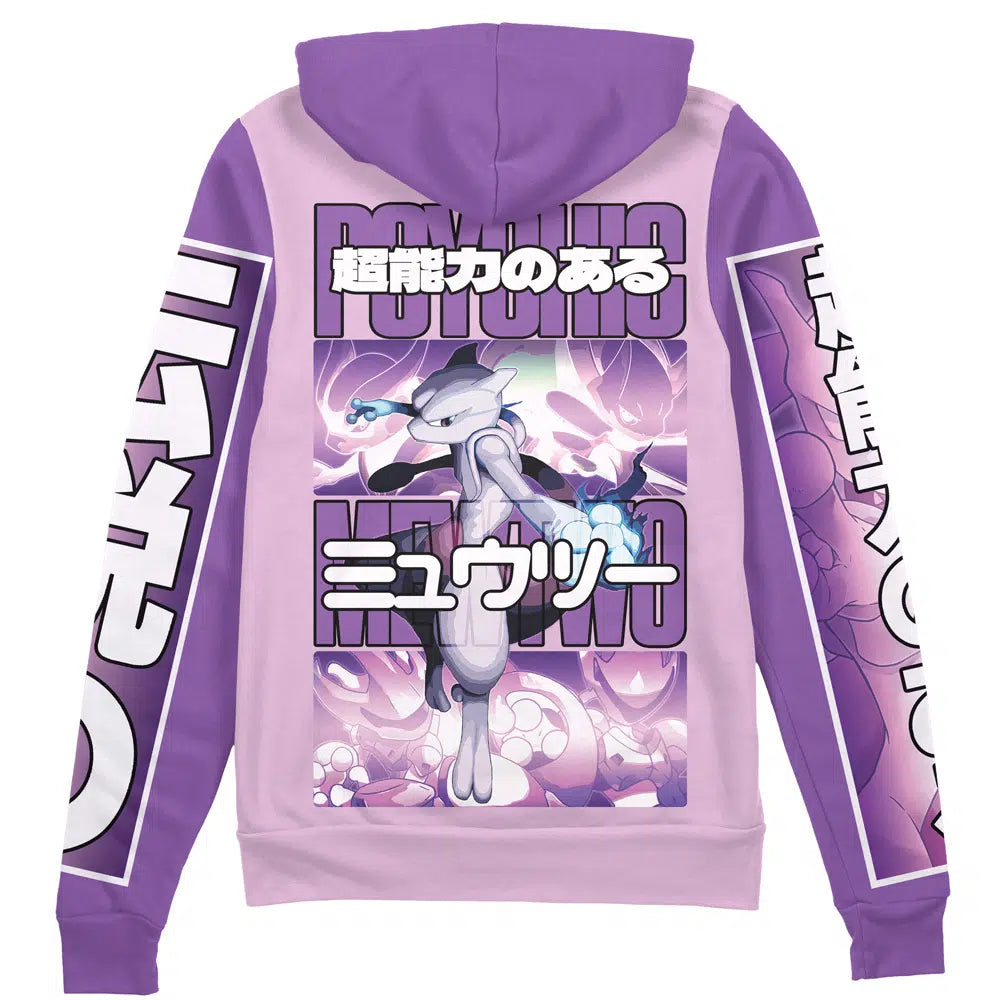 Mewtwo Pokemon" Streetwear Zip Hoodie Jacket