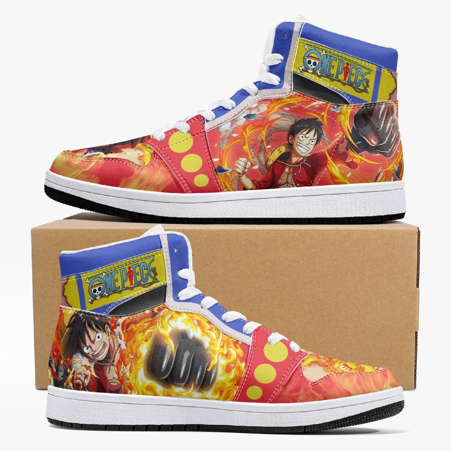 Monkey D. Luffy Red Hawk One Piece Mid 1 Basketball Shoes for Kids