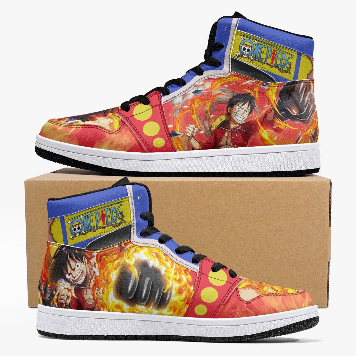 Monkey D. Luffy Red Hawk One Piece Mid 1 Basketball Shoes for Kids