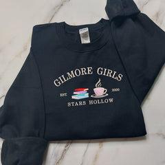 Stars Hallow Embroidered Sweatshirt, Stars Hollow Connecticut Sweatshirt, Fall Embroidered Sweatshirt, Halloween Shirt, Trending Shirt EH235