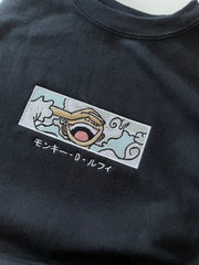 Anime Embroidered Hoodie | Anime Embroidery SweatShirt | Embroidered Apparel | Minimalist Anime | Monkey D Luffy | Pirates
