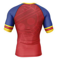 Monkey D. Luffy Straw Hat One Piece Short Sleeve Rash Guard Compression Shirt