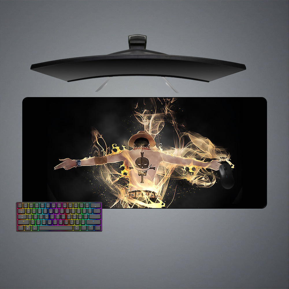 One Piece Ace Flames Design M-XXL Size Gaming Mouse Pad, Computer Desk Mat