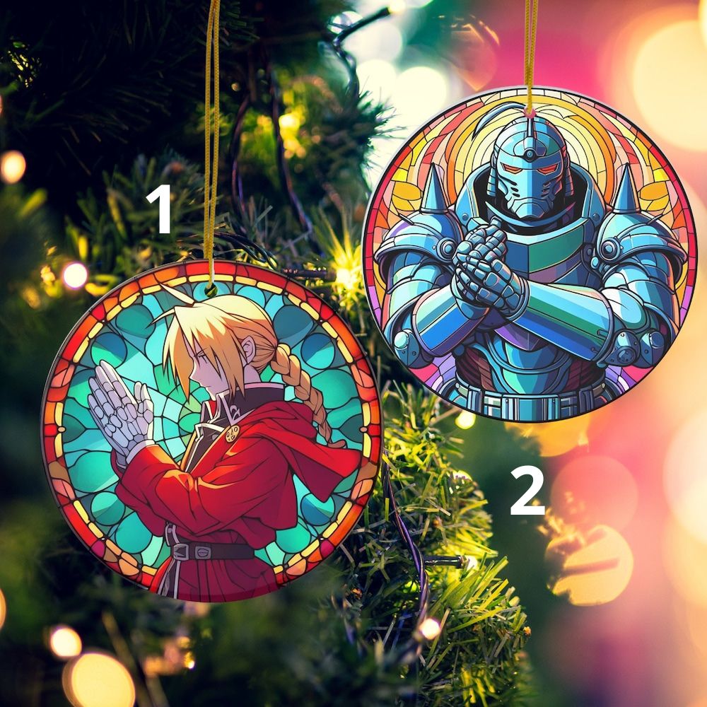 Anime Alchemy Elegance: Dual-Sided Stained Suncatcher Ornament | Anime Ornaments