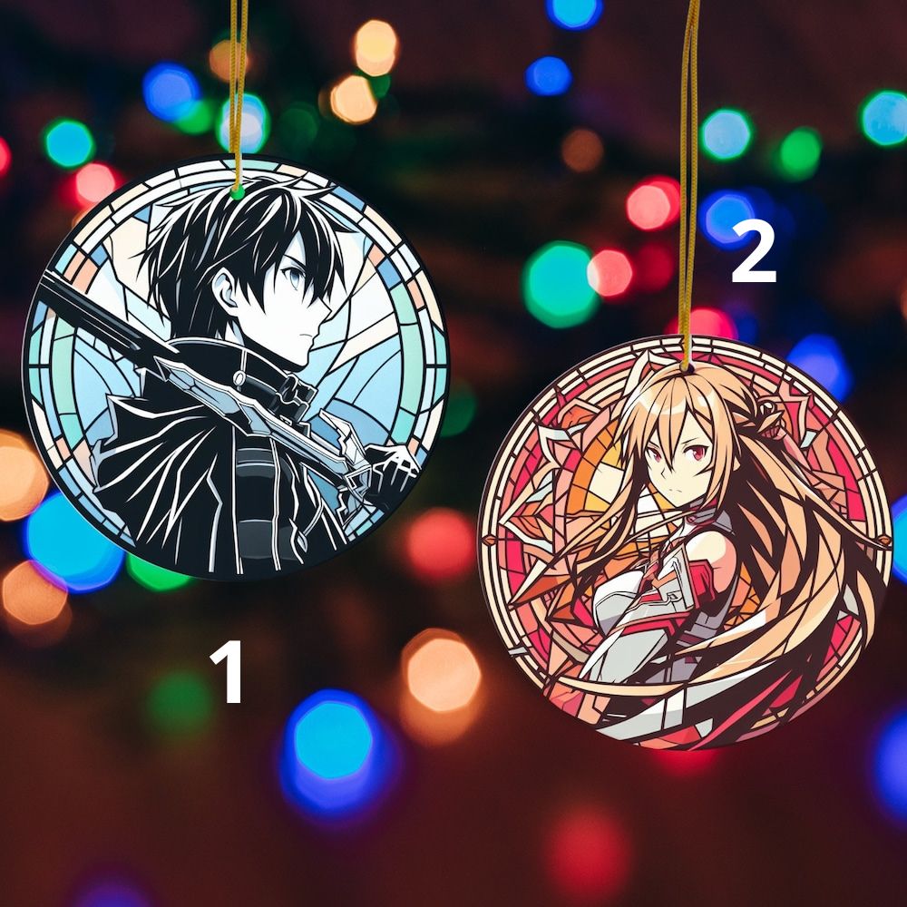 Anime-Inspired Dual Ornaments Warrior Stained Suncatcher Ornament | Anime Ornaments