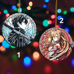 Anime-Inspired Dual Ornaments Warrior Stained Suncatcher Ornament | Anime Ornaments