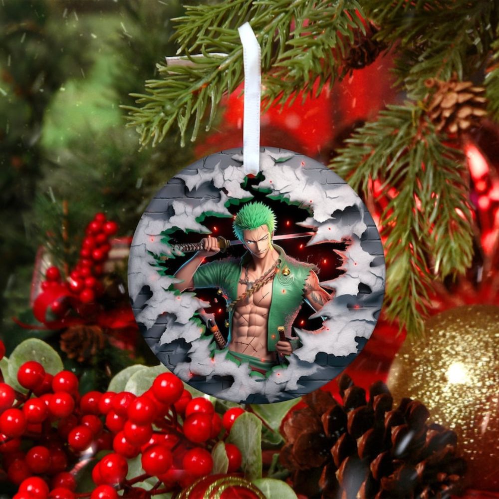 Pirate Hunter Swordsman Zoro Onepiece Ceramic Christmas Ornament | Anime Ornaments