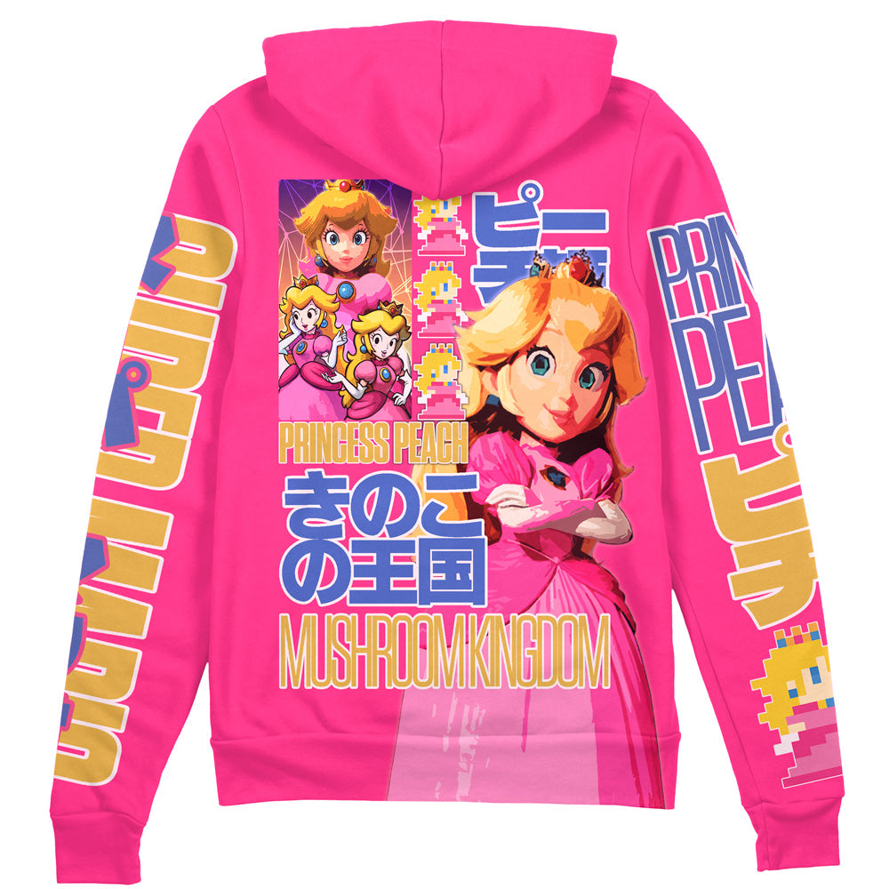 Peach Mario Bros Streetwear Zip Hoodie Jacket