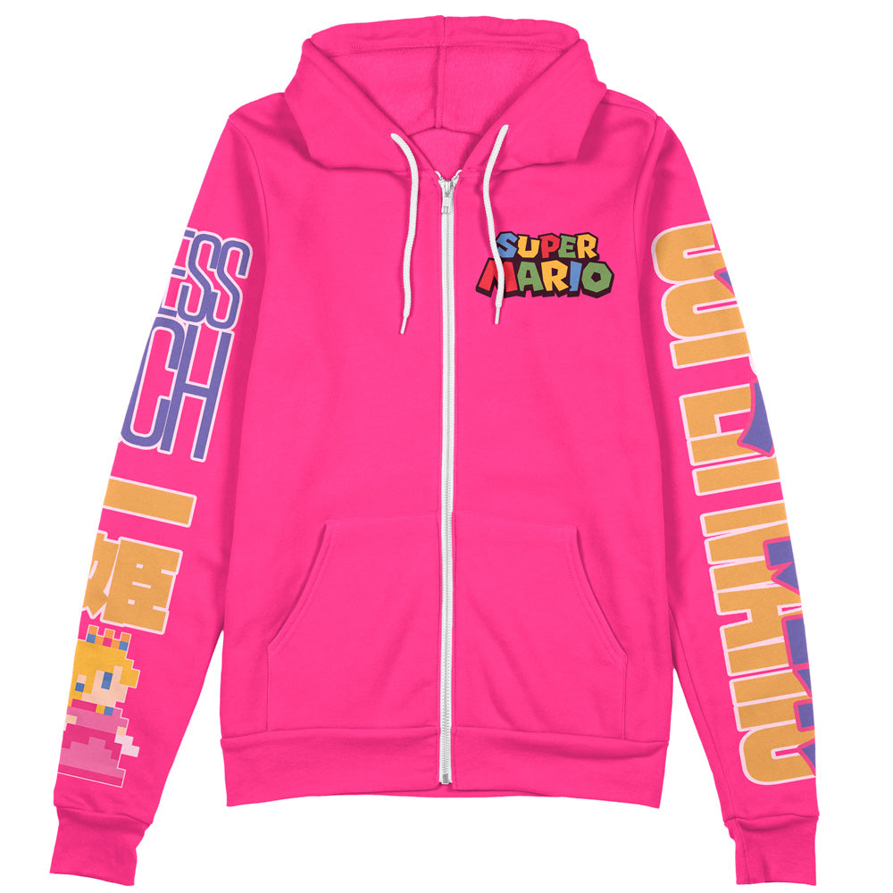 Peach Mario Bros Streetwear Zip Hoodie Jacket