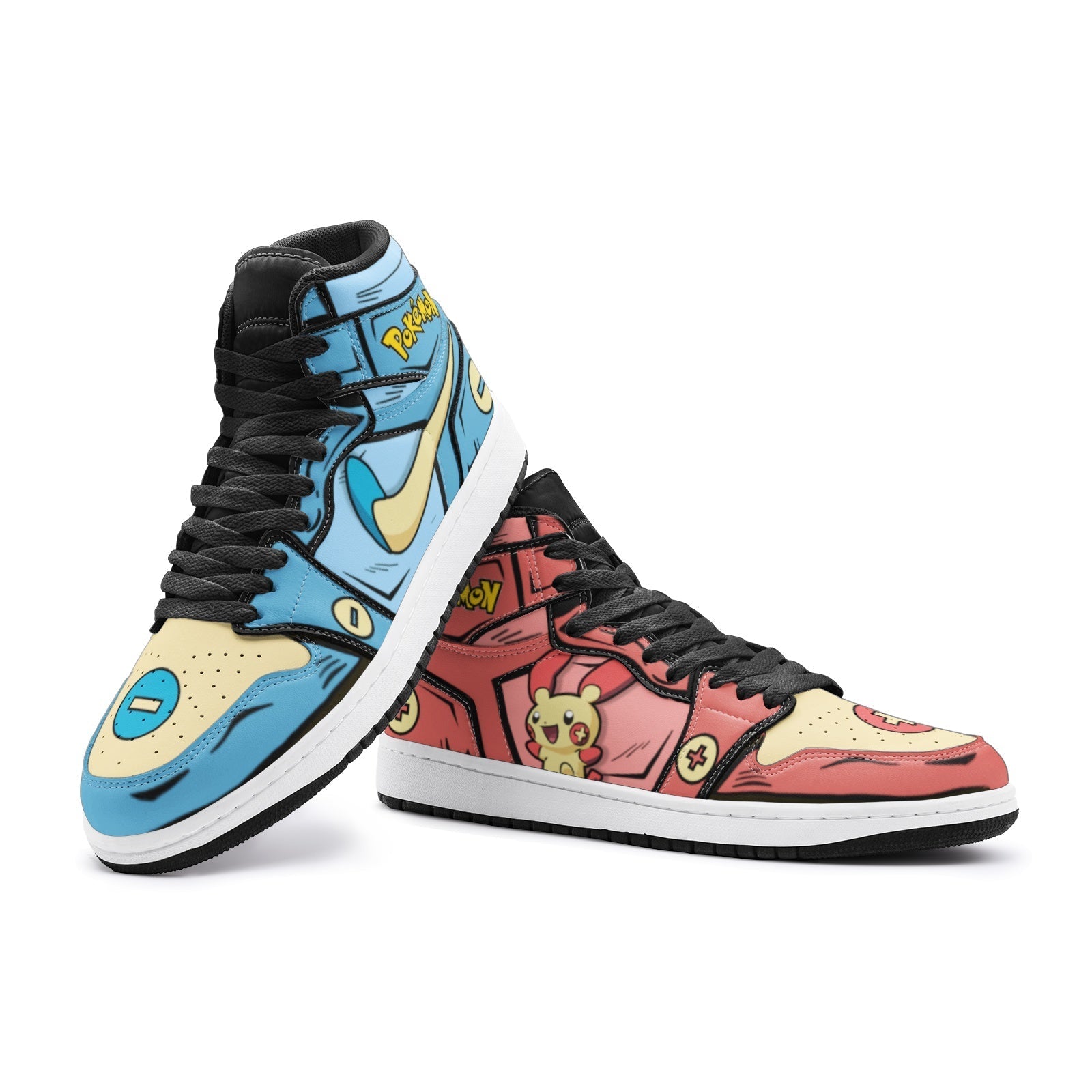 Plusle and Minun Pokemon V2 Mid 1 Basketball Shoes