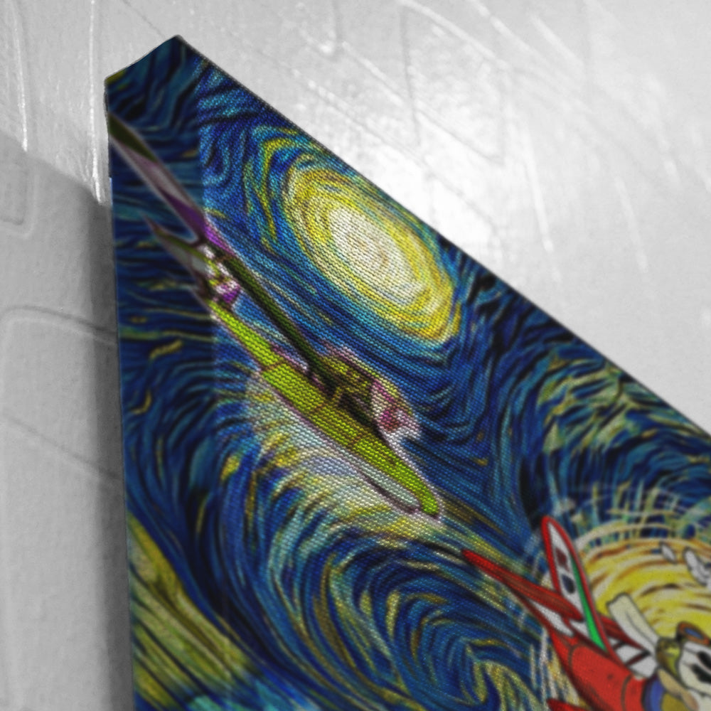 Porco Rosso Starry Night Studio Ghibli Canvas Print Wall Art - Nysekai