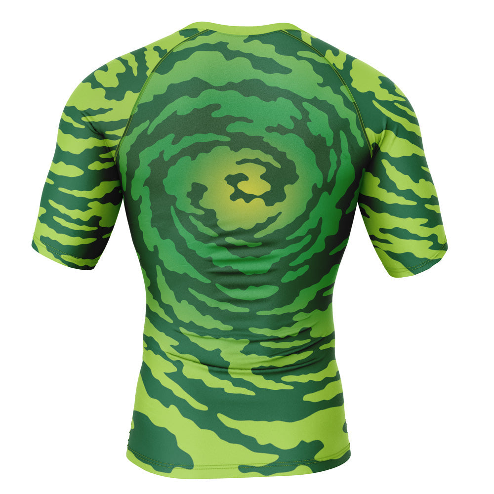 Portal Rick and Morty Short Sleeve Rash Guard Compression Shirt