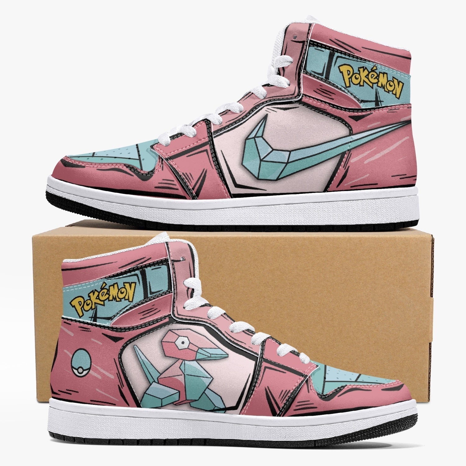 Porygon Pokemon Mid 1 Basketball Shoes