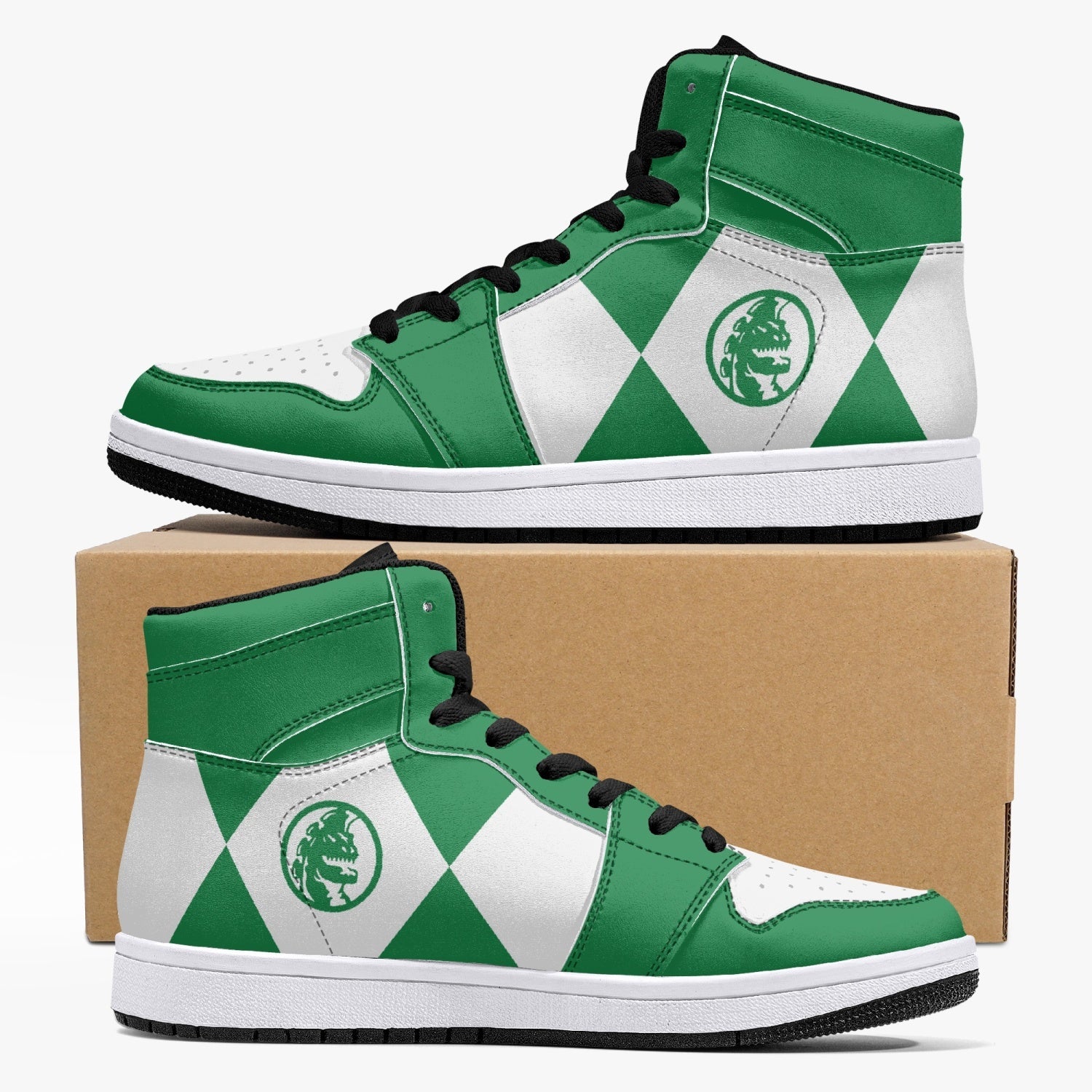 Power Rangers Green Mid 1 Basketball Shoes for Kids