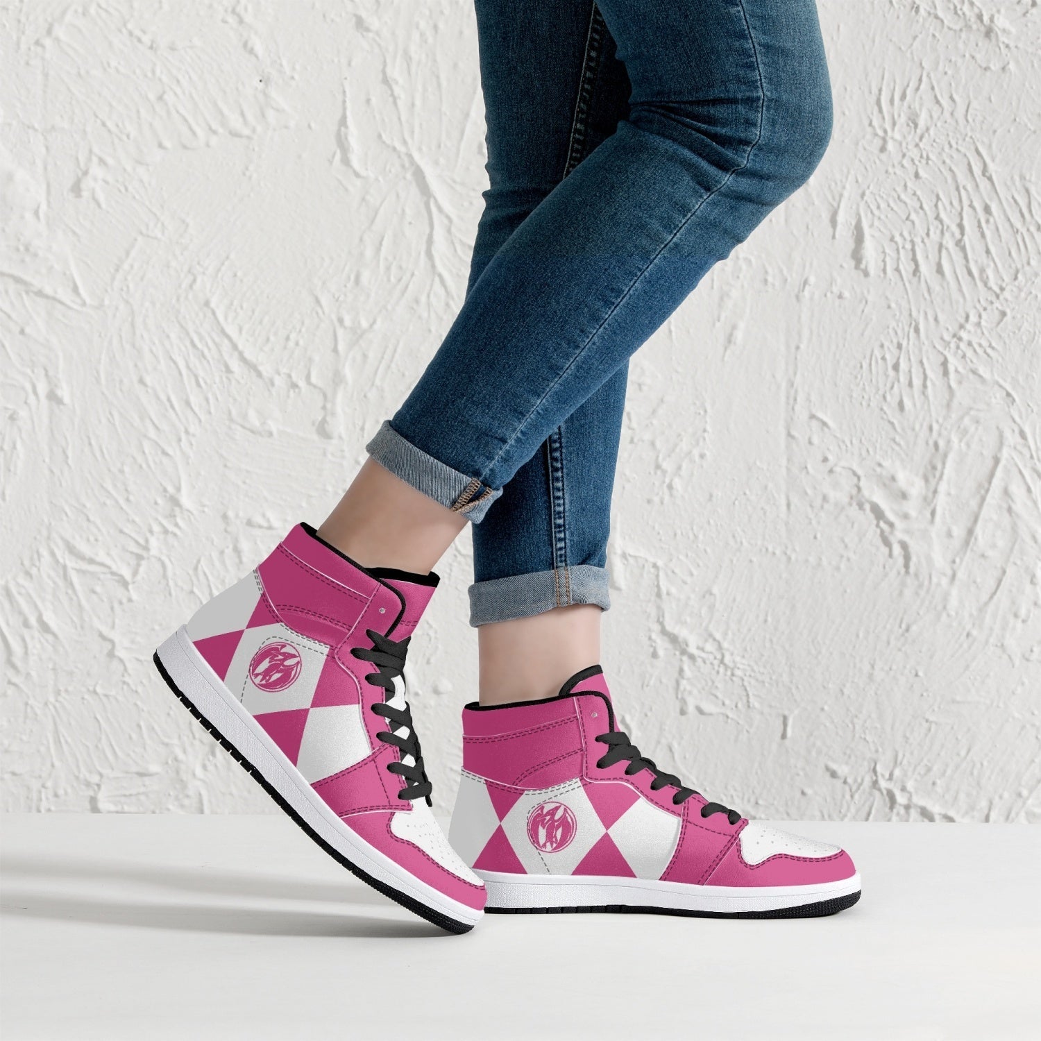 Power Rangers Pink Mid 1 Basketball Shoes