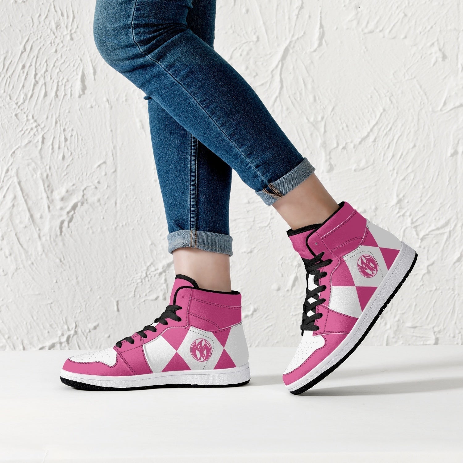Power Rangers Pink Mid 1 Basketball Shoes