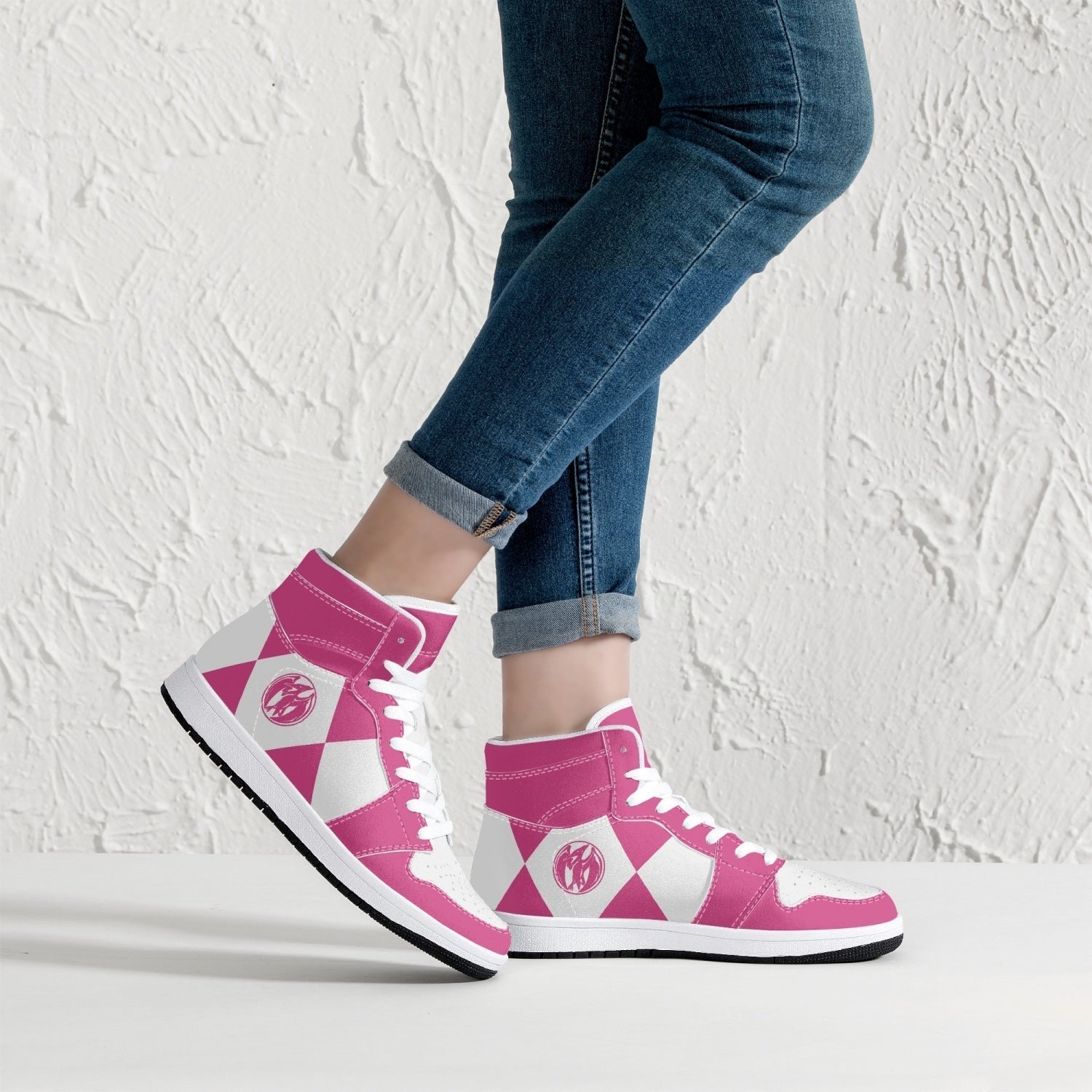 Power Rangers Pink Mid 1 Basketball Shoes