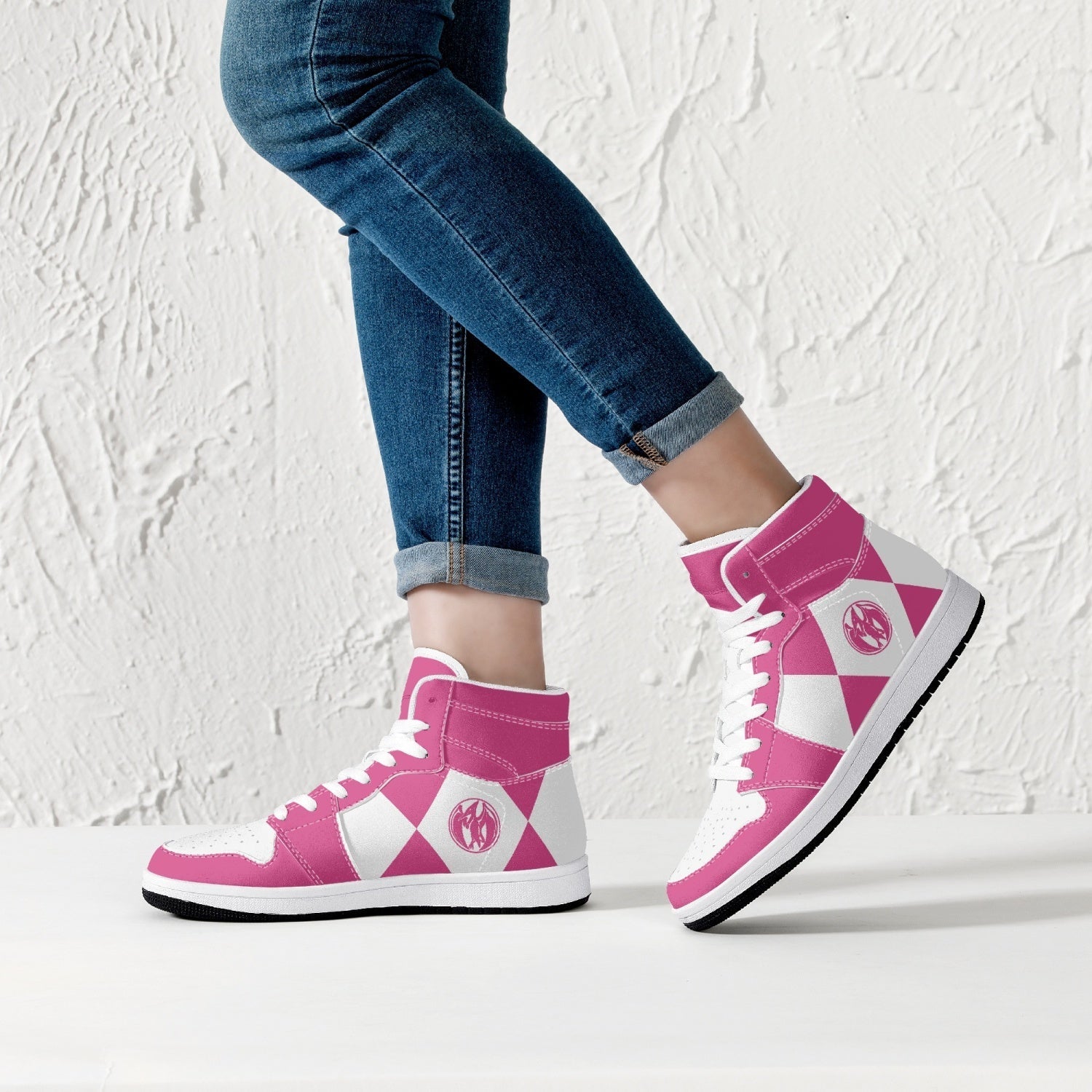 Power Rangers Pink Mid 1 Basketball Shoes
